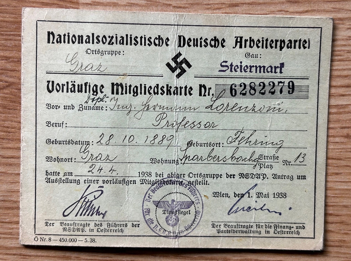 Document grouping - NSDAP member, Austrian engineer
