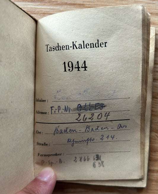 1944 German pocket calendar
