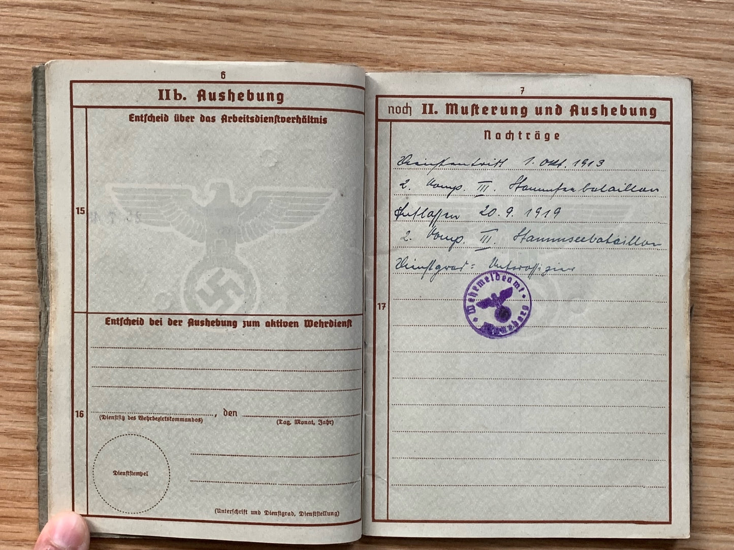 Wehrpass- Kriegsmarine, WW1 Marine / Seebataillon veteran