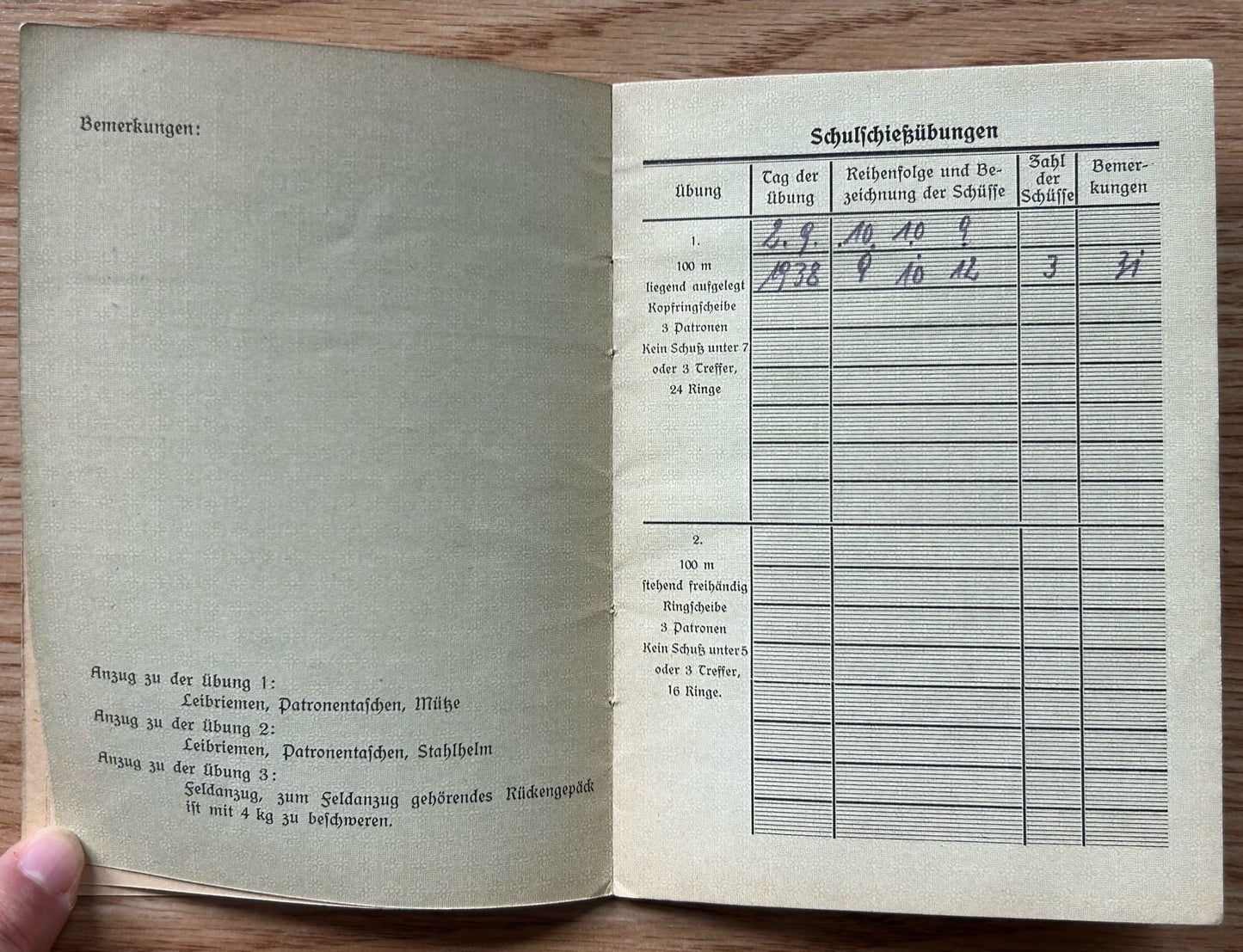 Schiessbuch / Target practice booklet - Panzerjager unit