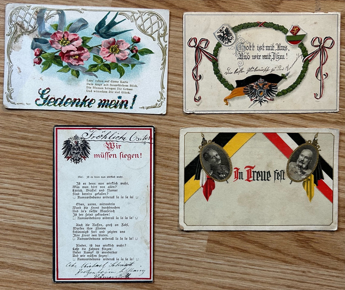 4 WW1 German artwork postcards