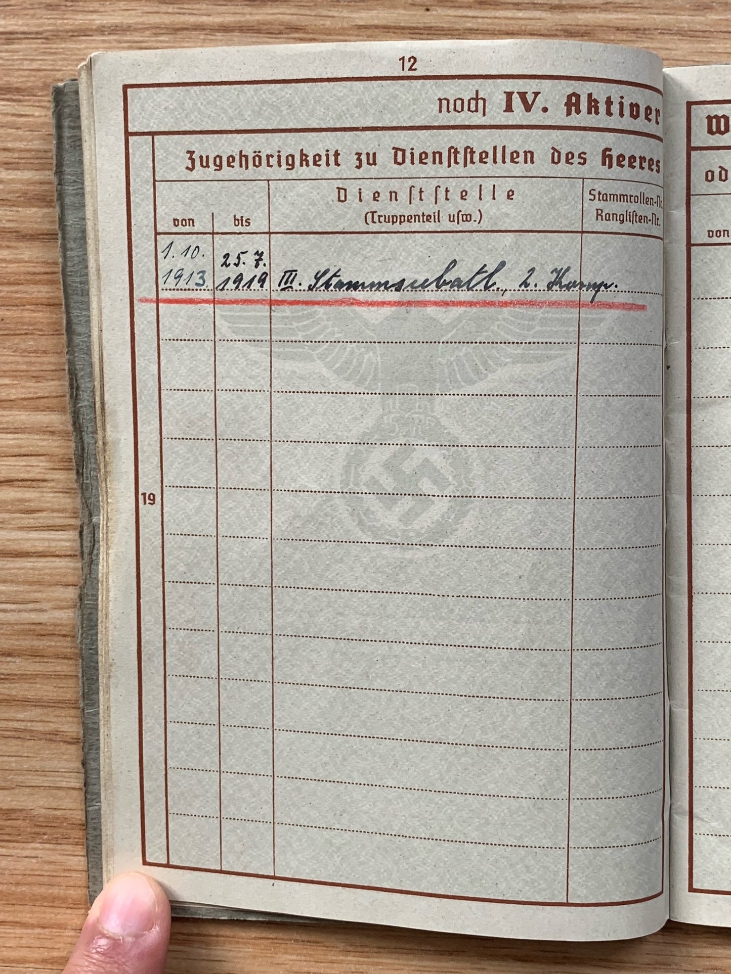 Wehrpass- Kriegsmarine, WW1 Marine / Seebataillon veteran