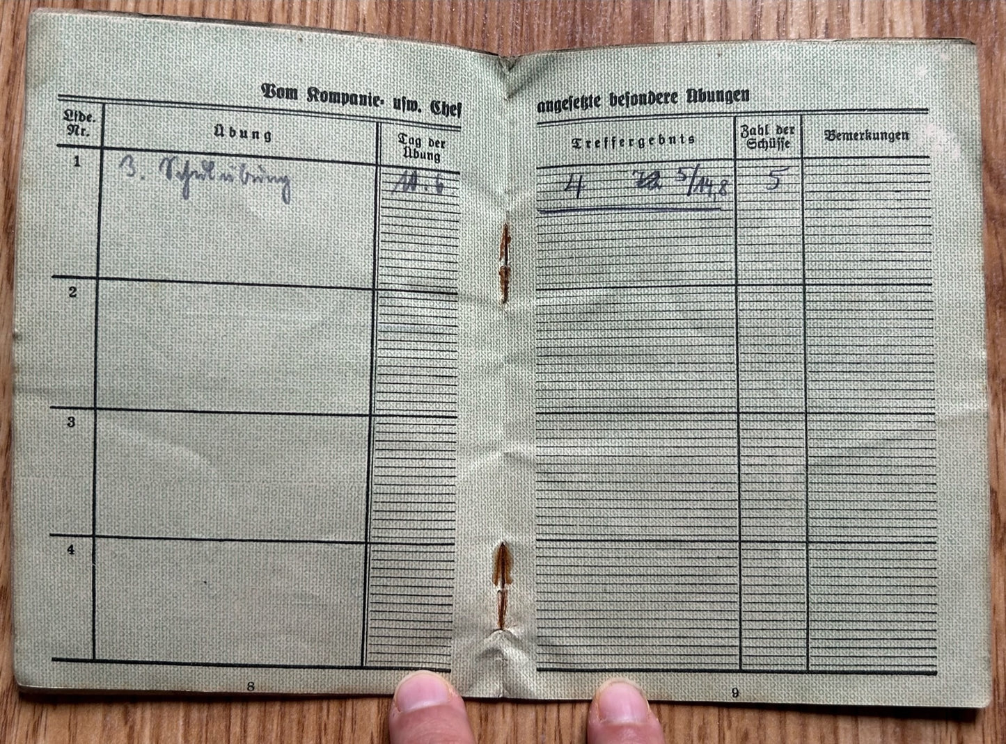 Schiessbuch / Target practice booklet - MG company 12. Regiment