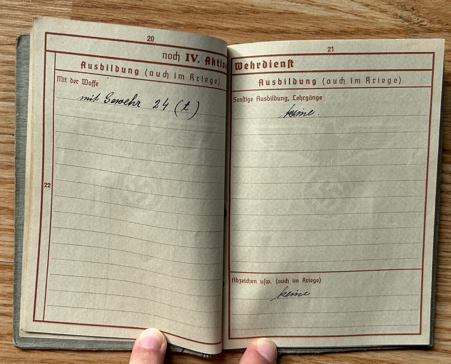 Wehrpass - Sudetenland NCO 1940 / WW1 veteran