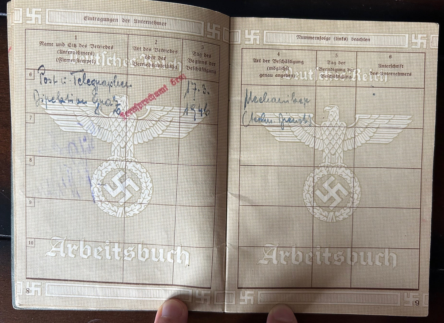 Arbeitsbuch - Junkers and BMW factory employee 1939-45