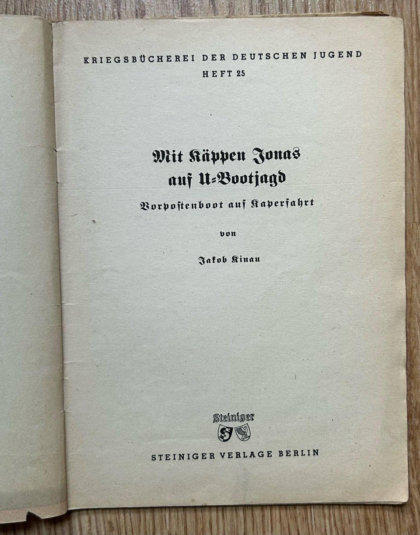 Third Reich German youth book - U-Bootjagd