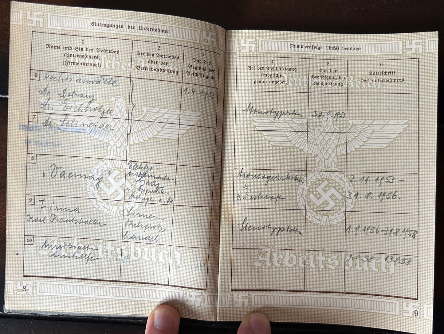 Arbeitsbuch - NSDAP office employee 1938-42