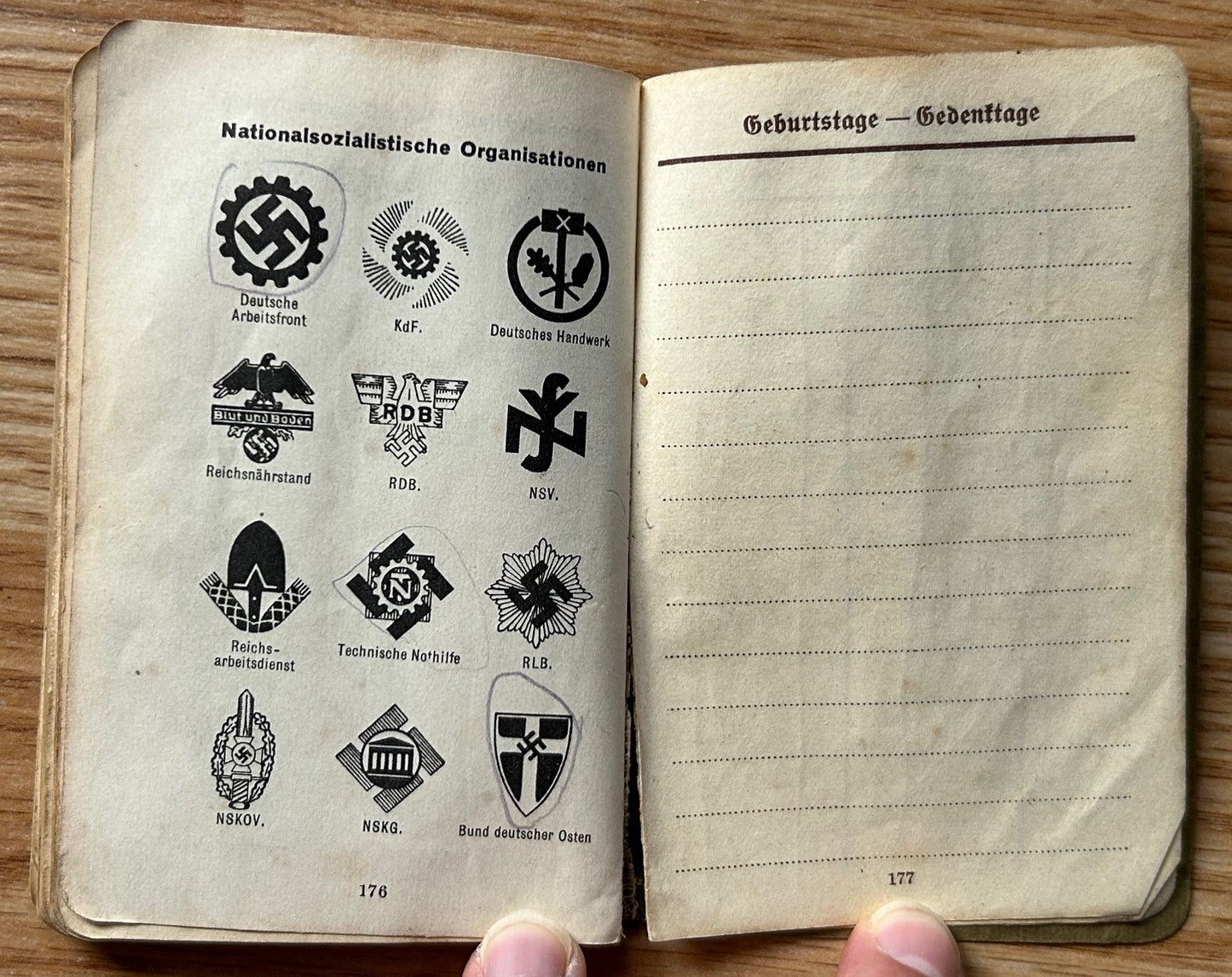 1939 pocket calendar - colourized reference pages