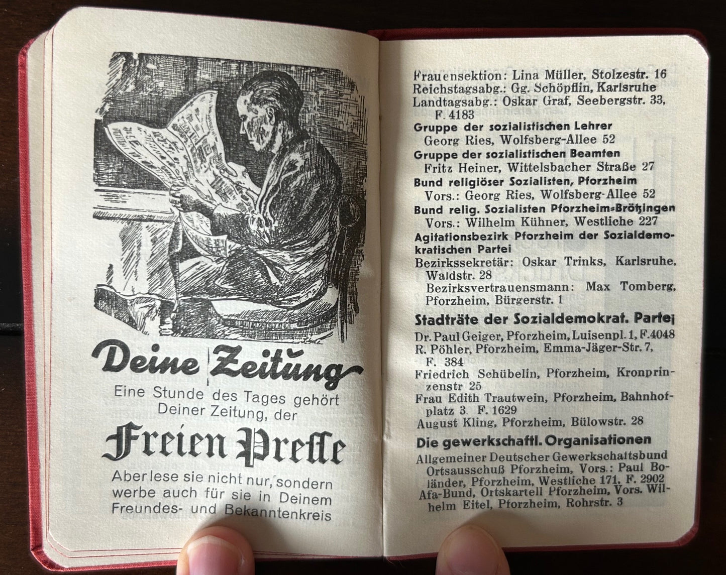 1930 pocket almanac / calendar - Baden region