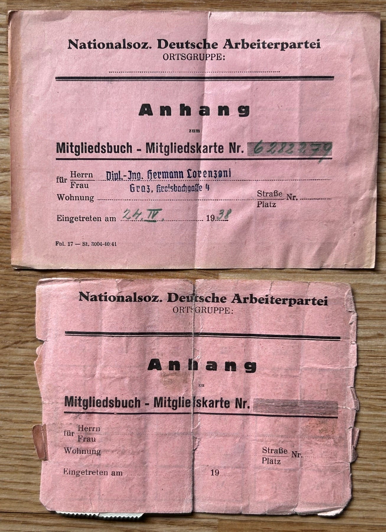 Document grouping - NSDAP member, Austrian engineer