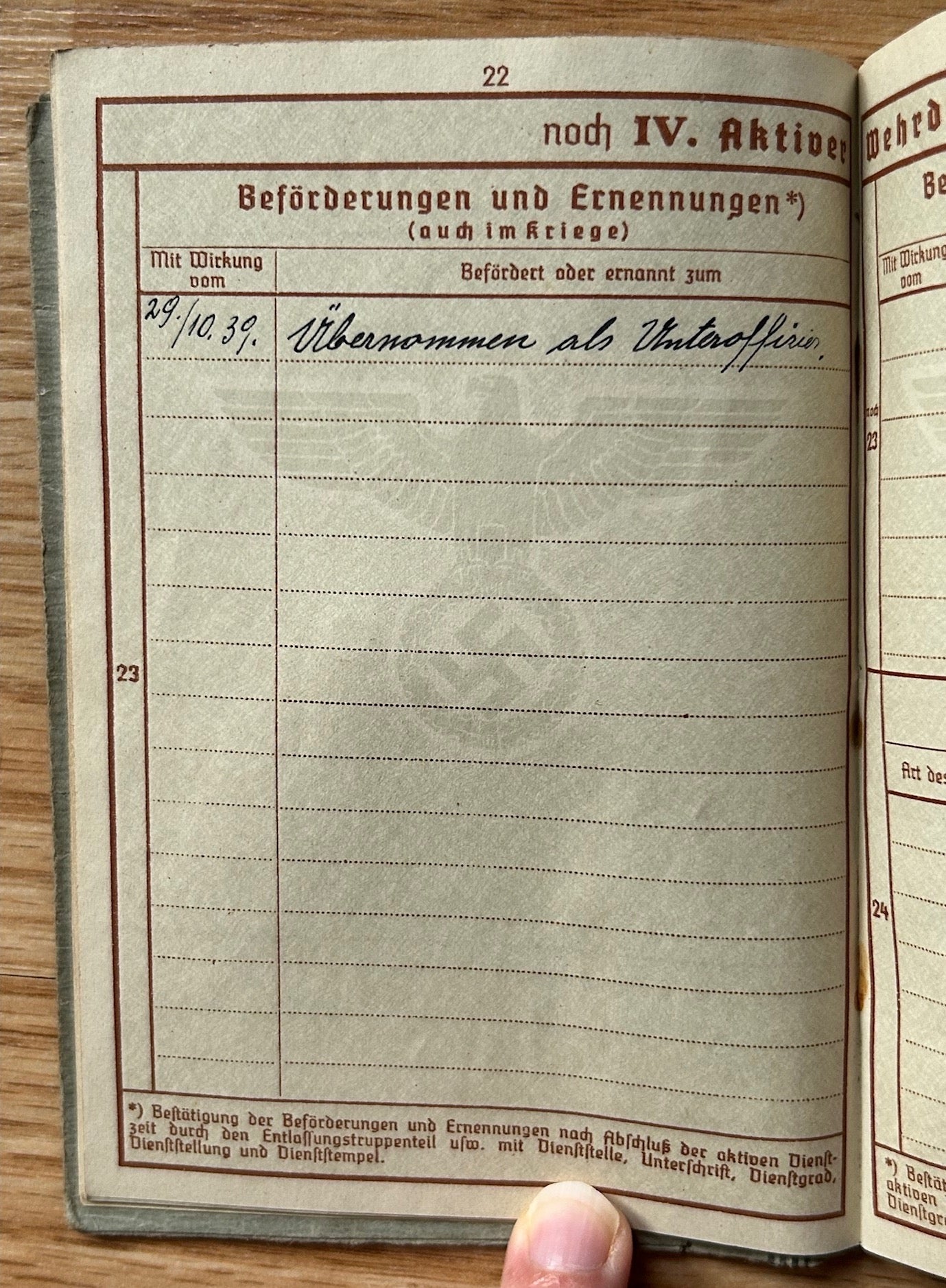 Wehrpass - Sudetenland NCO 1940 / WW1 veteran