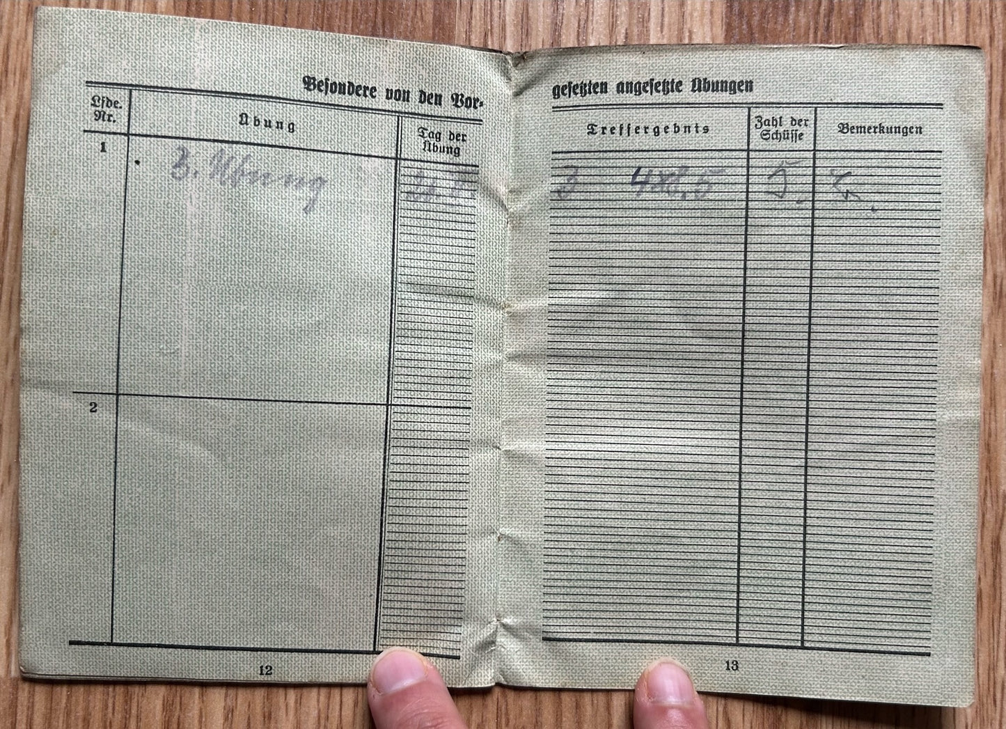 Schiessbuch / Target practice booklet - MG company 12. Regiment