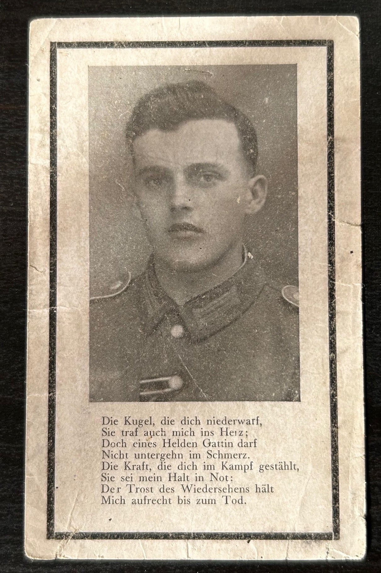 WW2 Death Card - Artillery soldier, KIA March 44