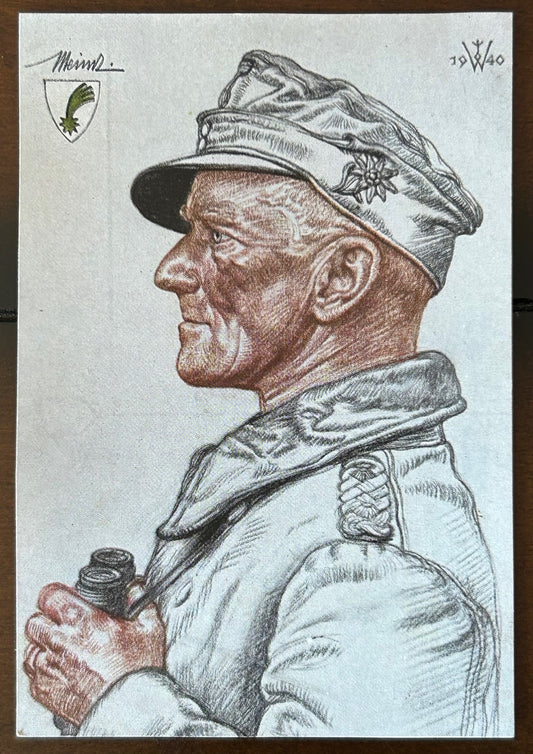 Artwork postcard - Colonel Meindl, VDA stamped 1941