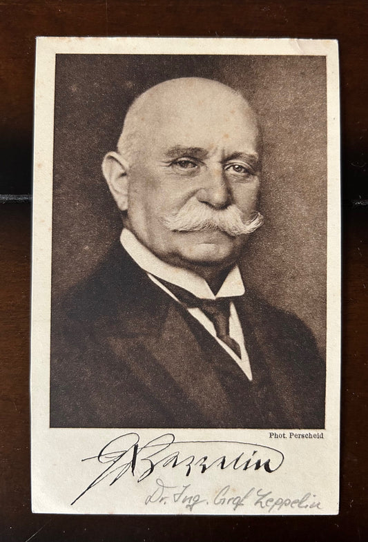Count von Zeppelin photo postcard - facsimile signature