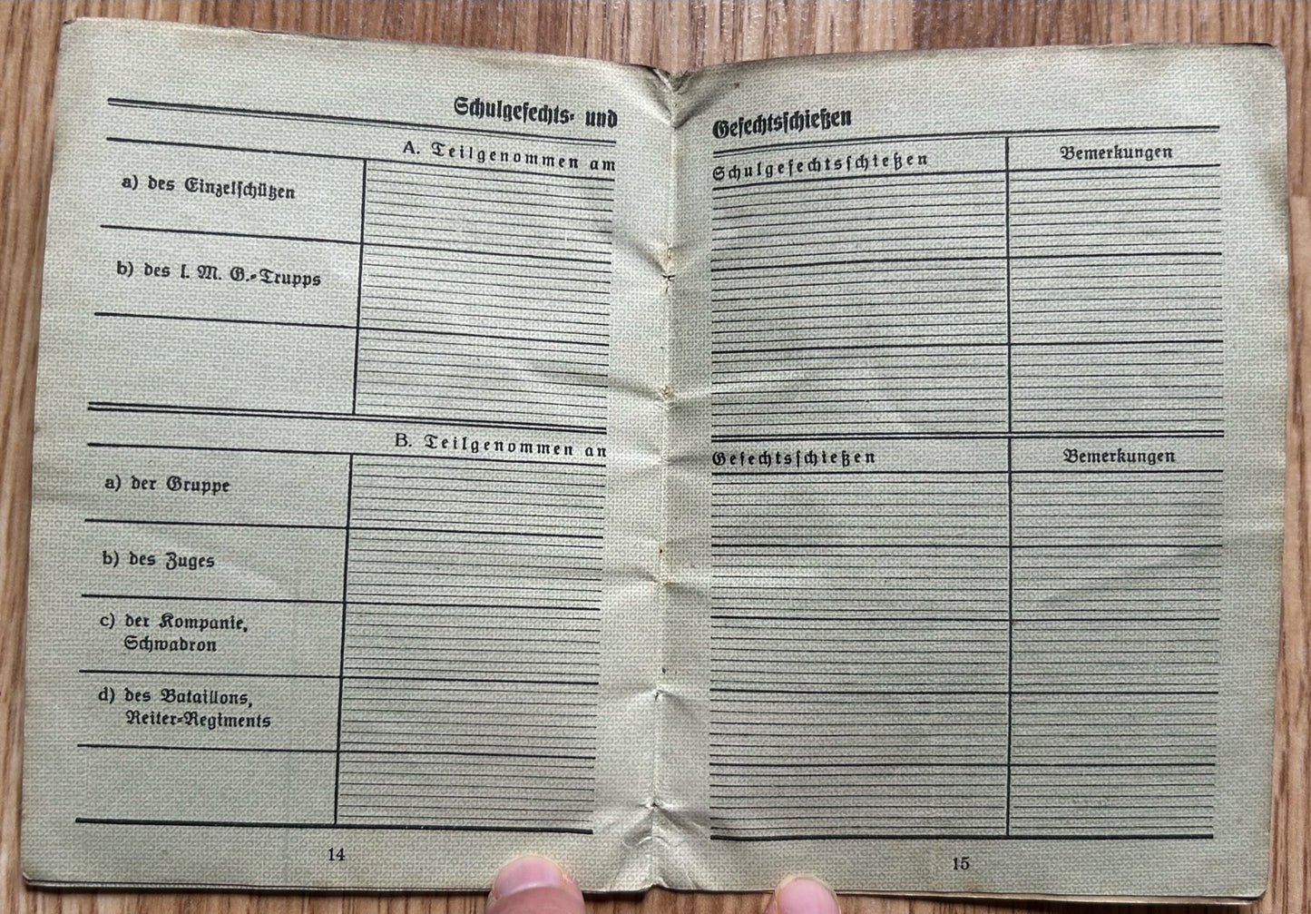 Schiessbuch / Target practice booklet - MG company 12. Regiment
