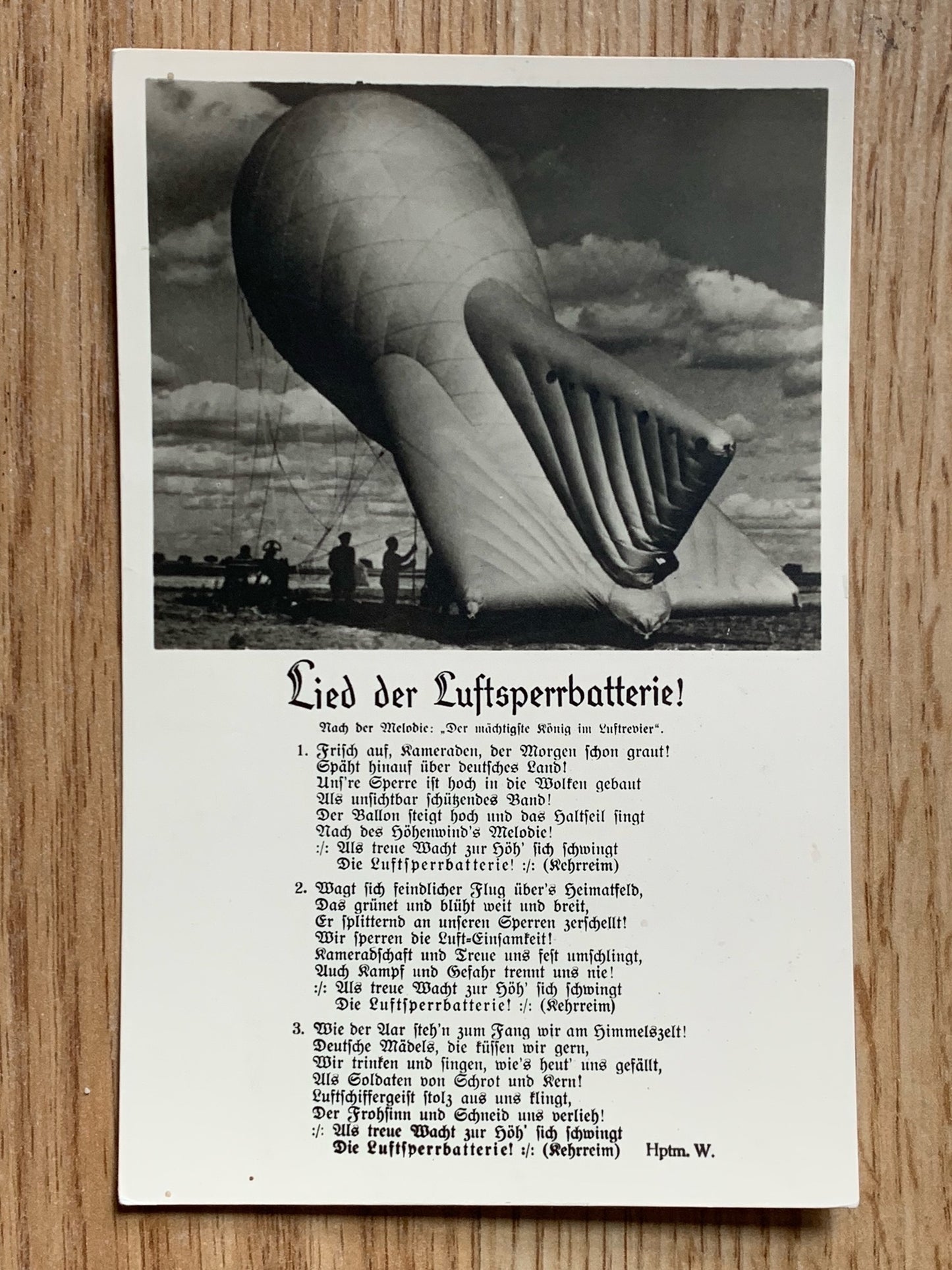 Luftwaffe photographic song lyrics postcard