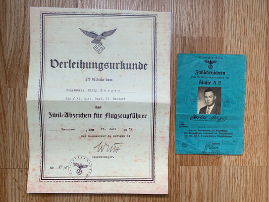 WW2 Civilian German pilots license - Berlin resident