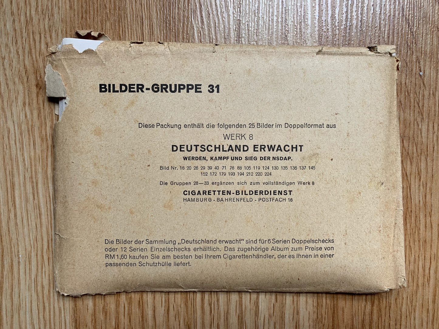 Package of German cigarette cards - Deutschland Erwacht 1935, gruppe 31