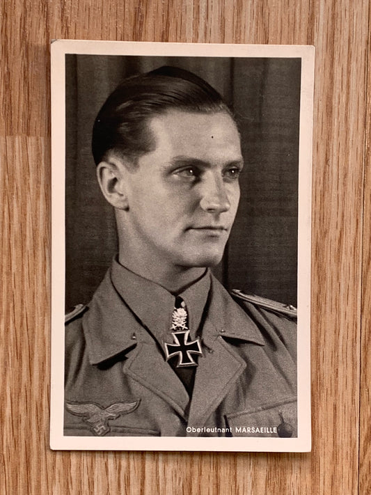Luftwaffe fighter ace postcard - Oberleutnant Marseille