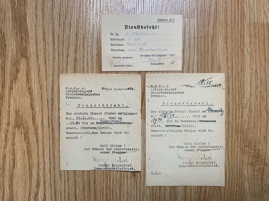 3 HJ written order form - Dienstbefehl