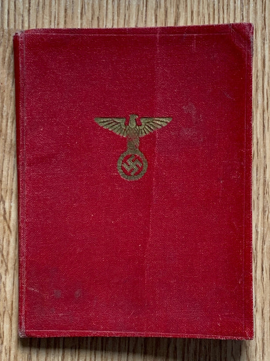 NSDAP membership booklet - Blockleiter official, Rudolf Hess reference