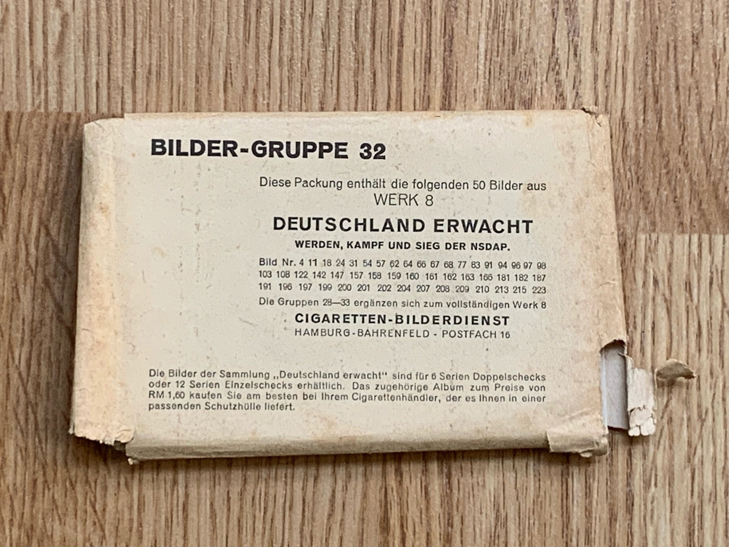 Package of German cigarette cards - Deutschland Erwacht 1935, gruppe 32