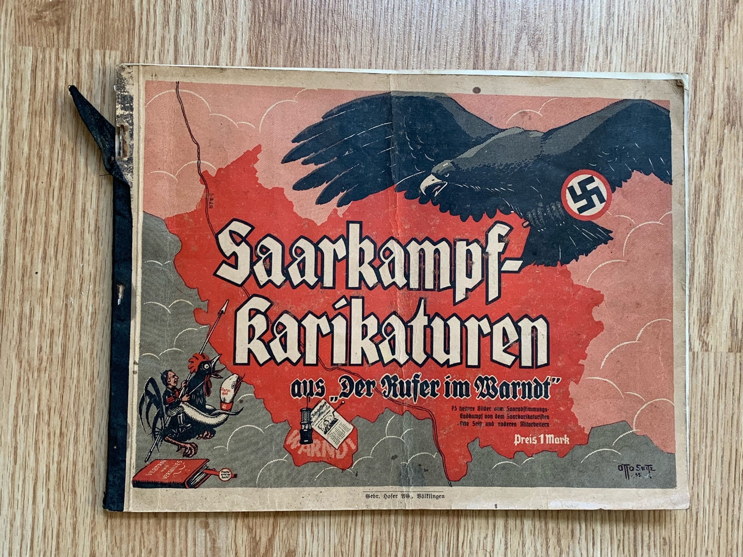 Saarkampf Karikaturen booklet and Die Brennessel satirical magazine