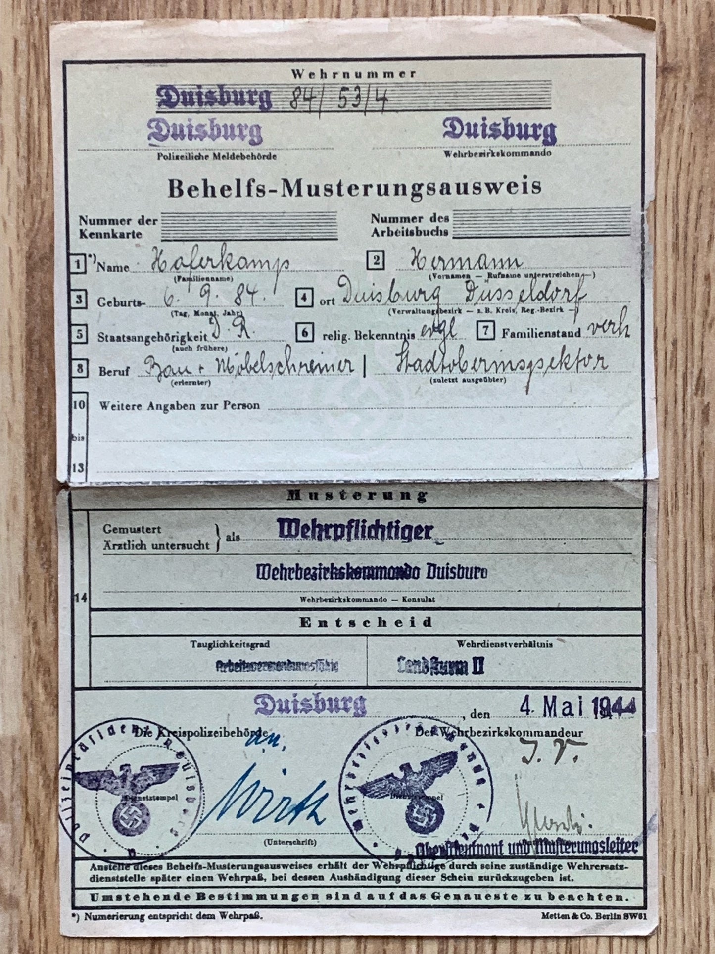 RLB, RDB and Wehrmacht grouping - City inspector