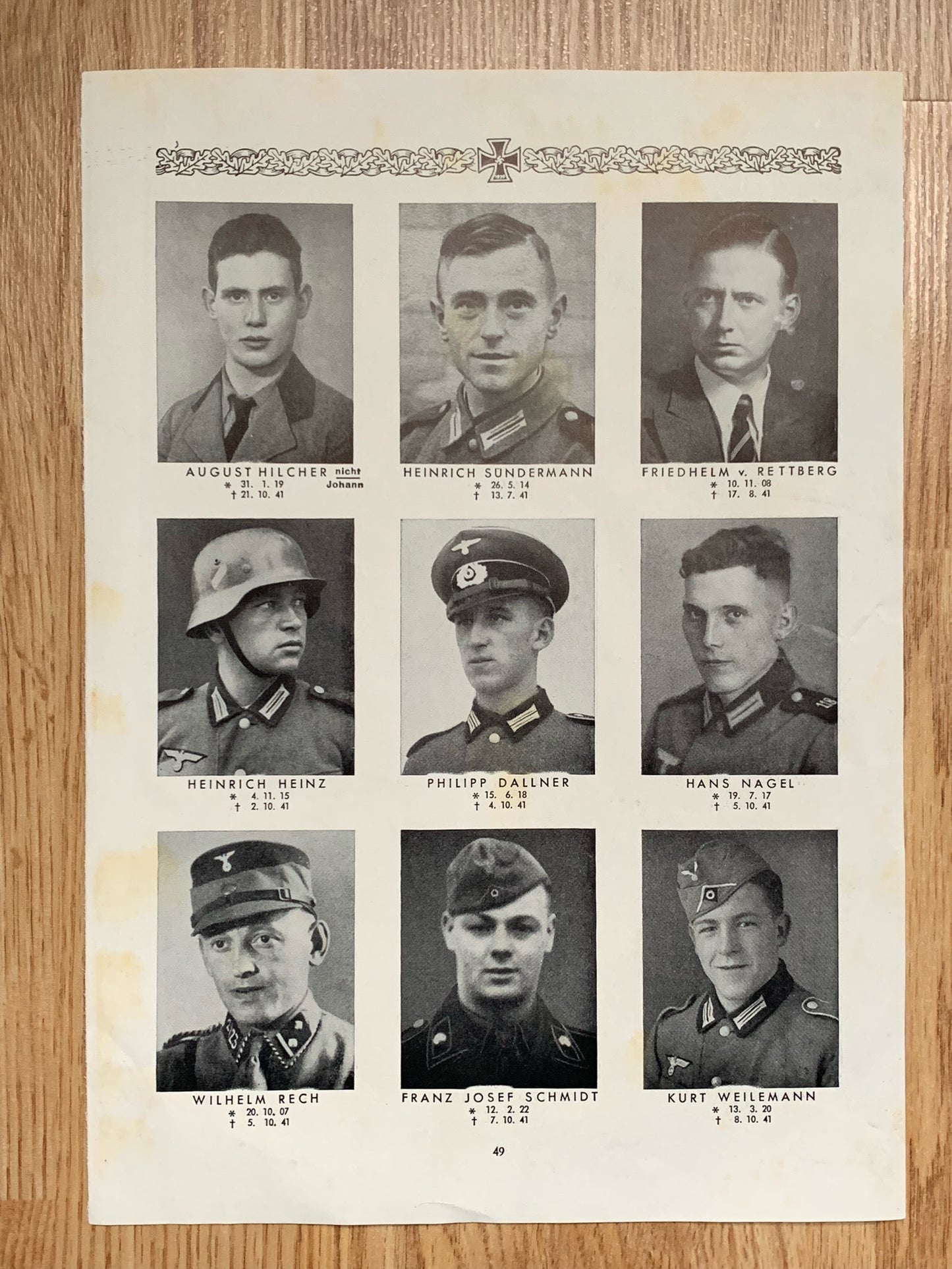 4 sheets of KIA Wehrmacht troops 1941 - Wilhelmshaven residents