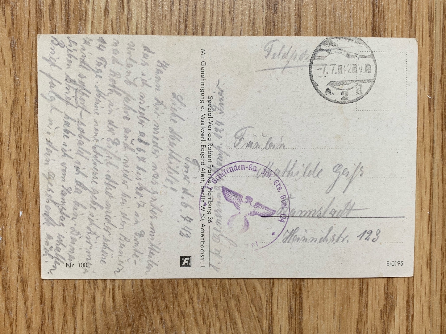 Wehrmacht marching song postcard “Rosalinde”