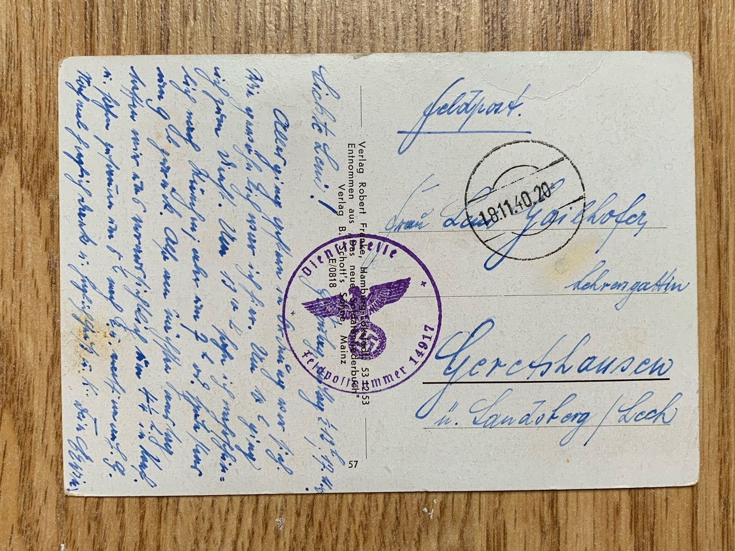 Heer military flag song postcard