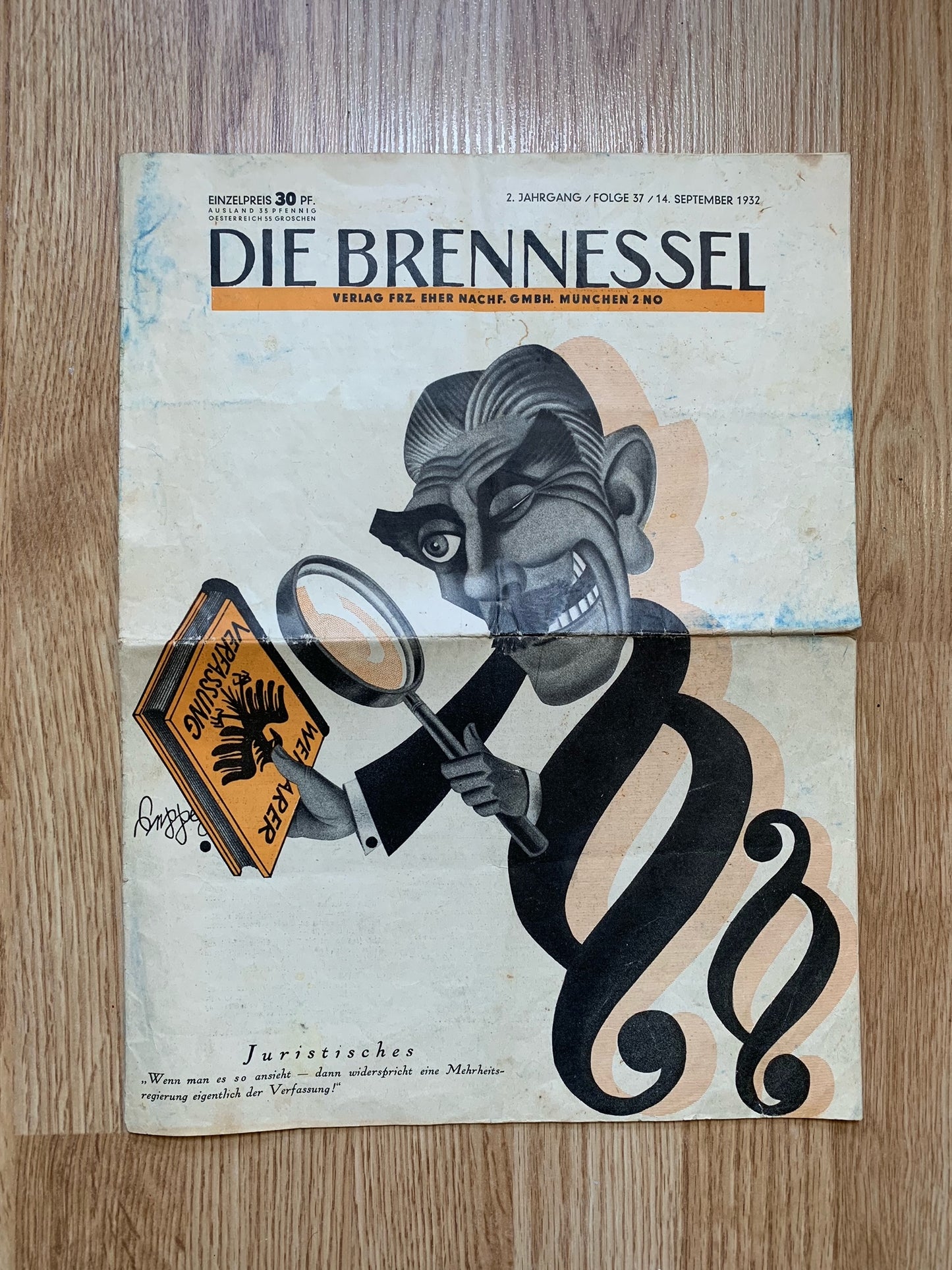 Saarkampf Karikaturen booklet and Die Brennessel satirical magazine