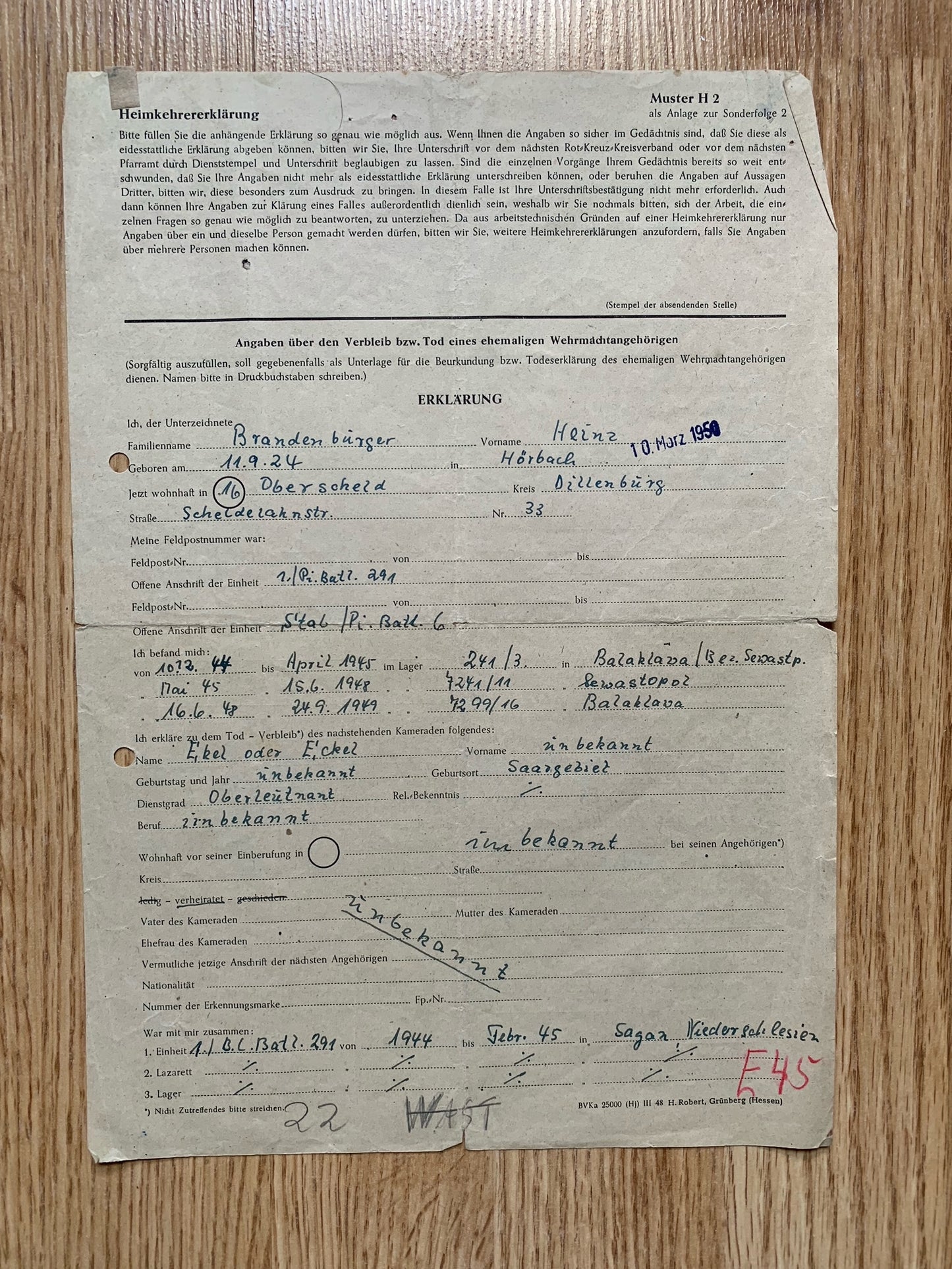 Document grouping - decorated Heer and RAD officer, KIA 1945