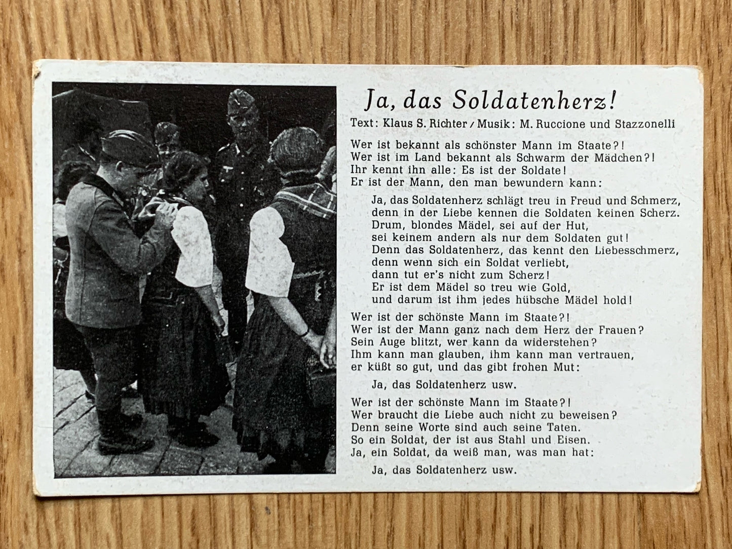 Wehrmacht “Ja, das Soldatenherz!” song postcard