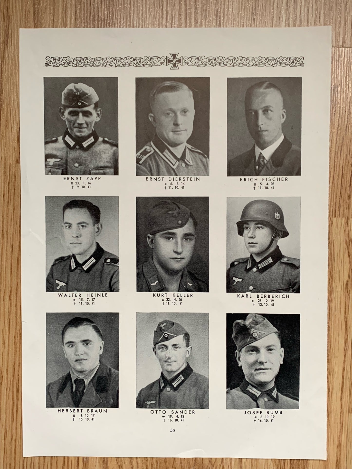 4 sheets of KIA Wehrmacht troops 1941 - Wilhelmshaven residents
