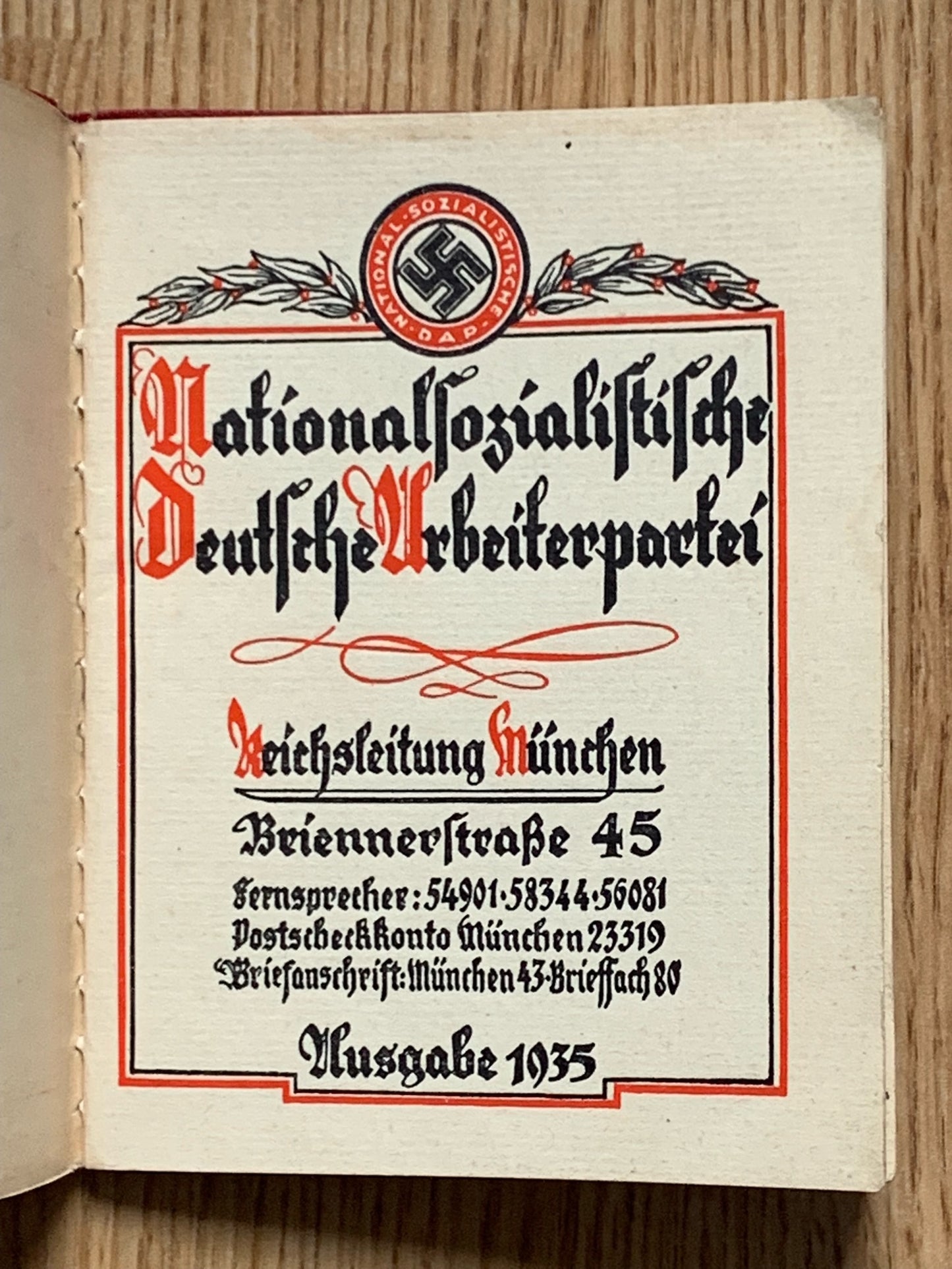 NSDAP membership booklet - Blockleiter official, Rudolf Hess reference