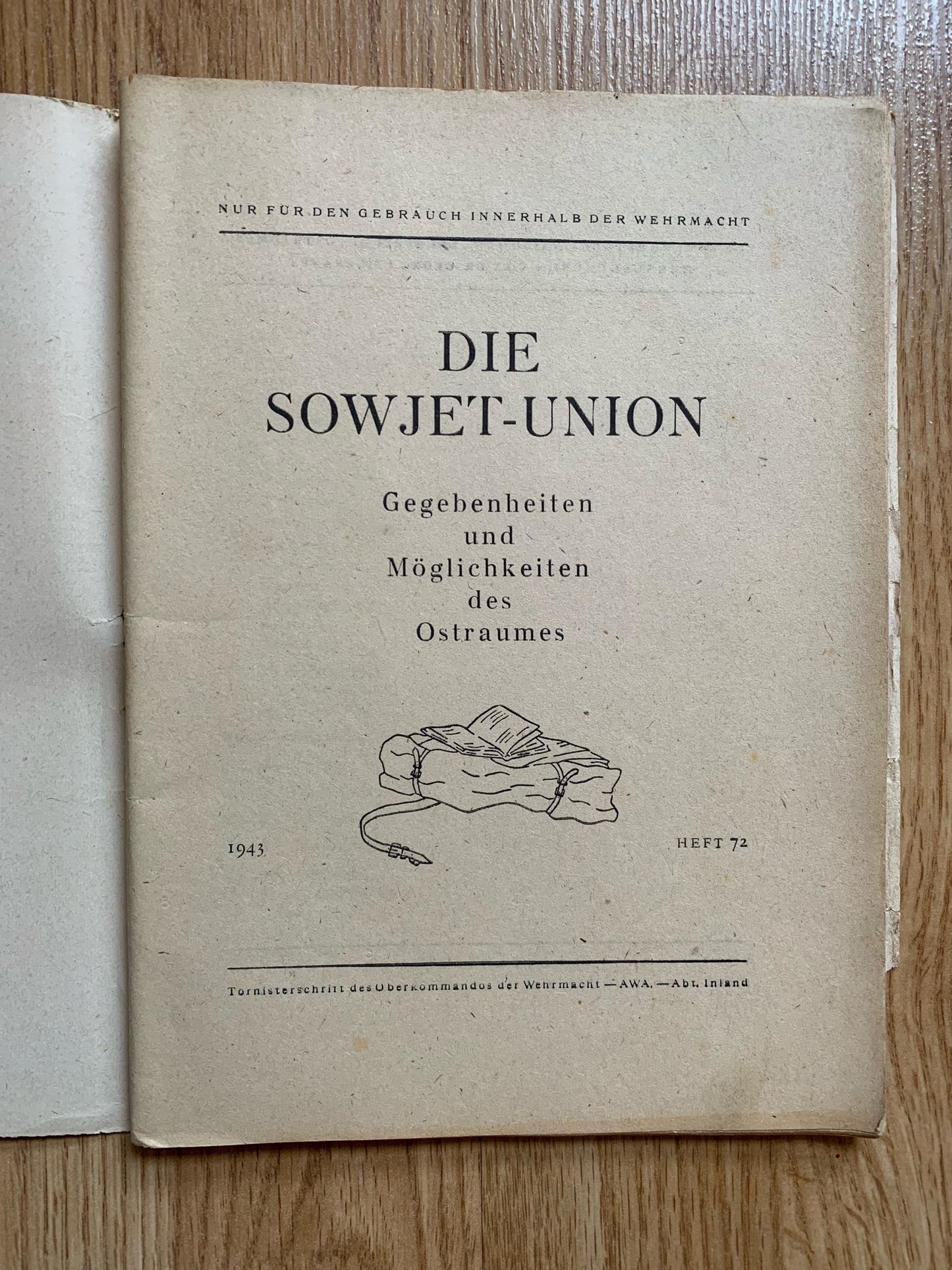 Wehrmacht OKW booklet - Die Sowjet Union 1943