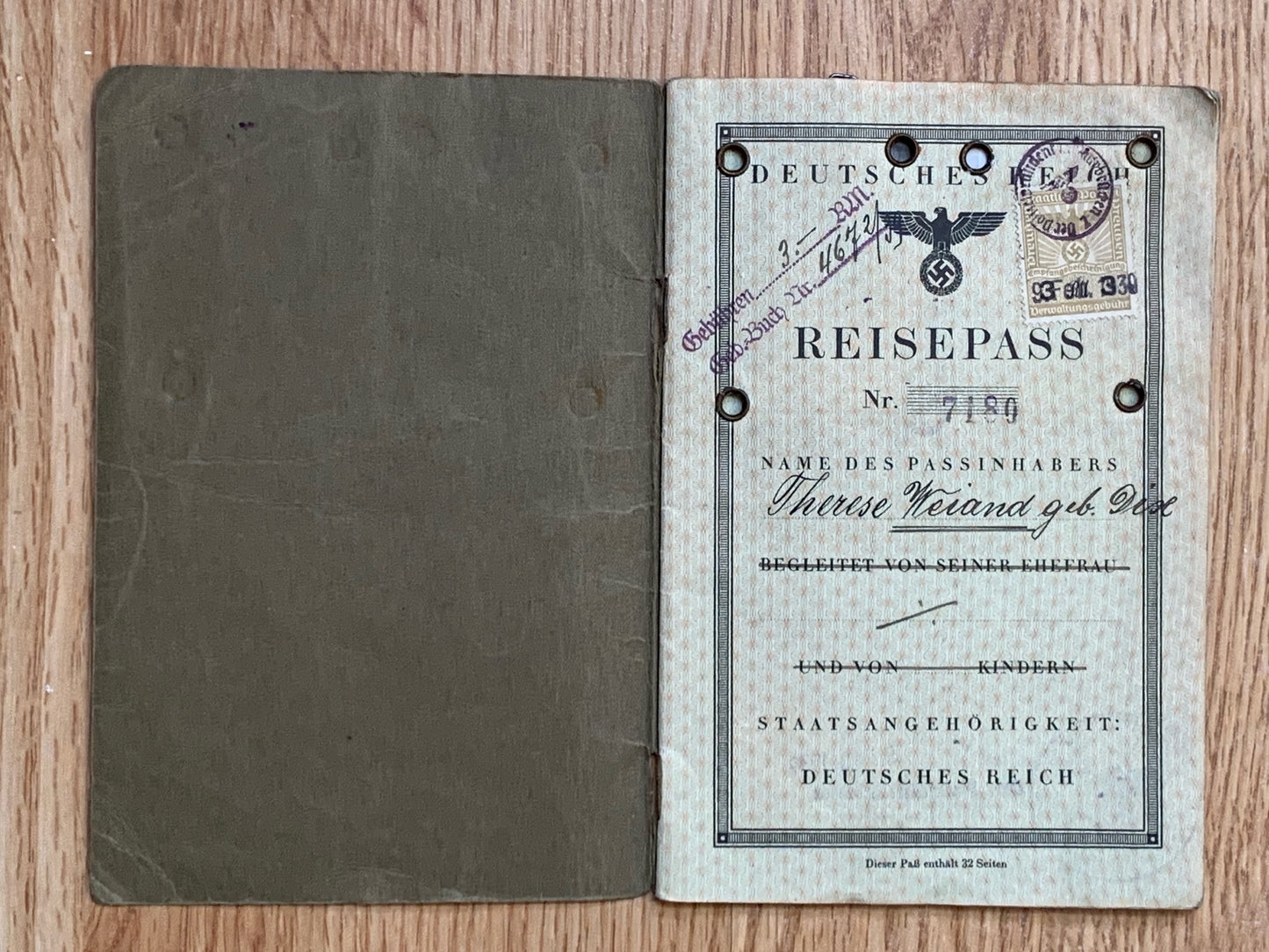 Reisepass / passport - mother and children 1939