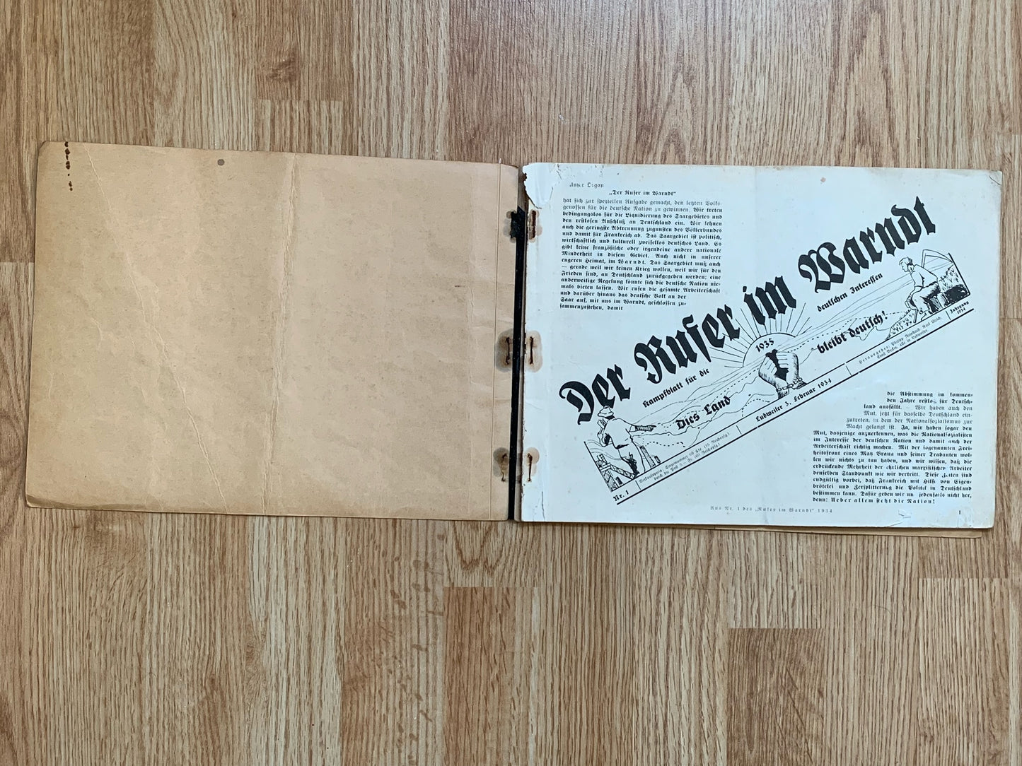 Saarkampf Karikaturen booklet and Die Brennessel satirical magazine