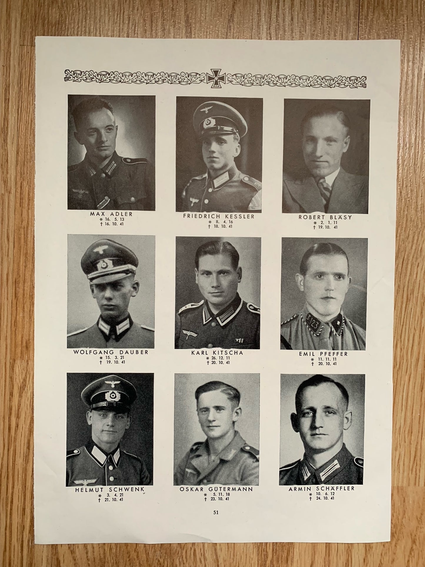 4 sheets of KIA Wehrmacht troops 1941 - Wilhelmshaven residents