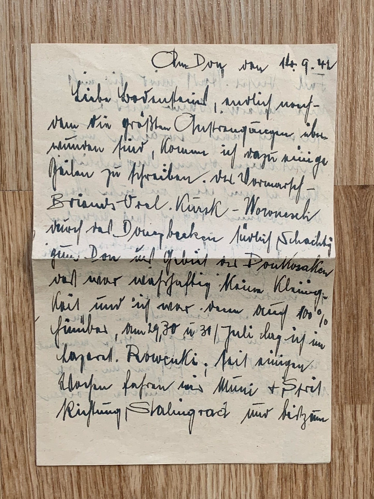 WW2 Feldpost letter - Sept 1942, Don River / Stalingrad