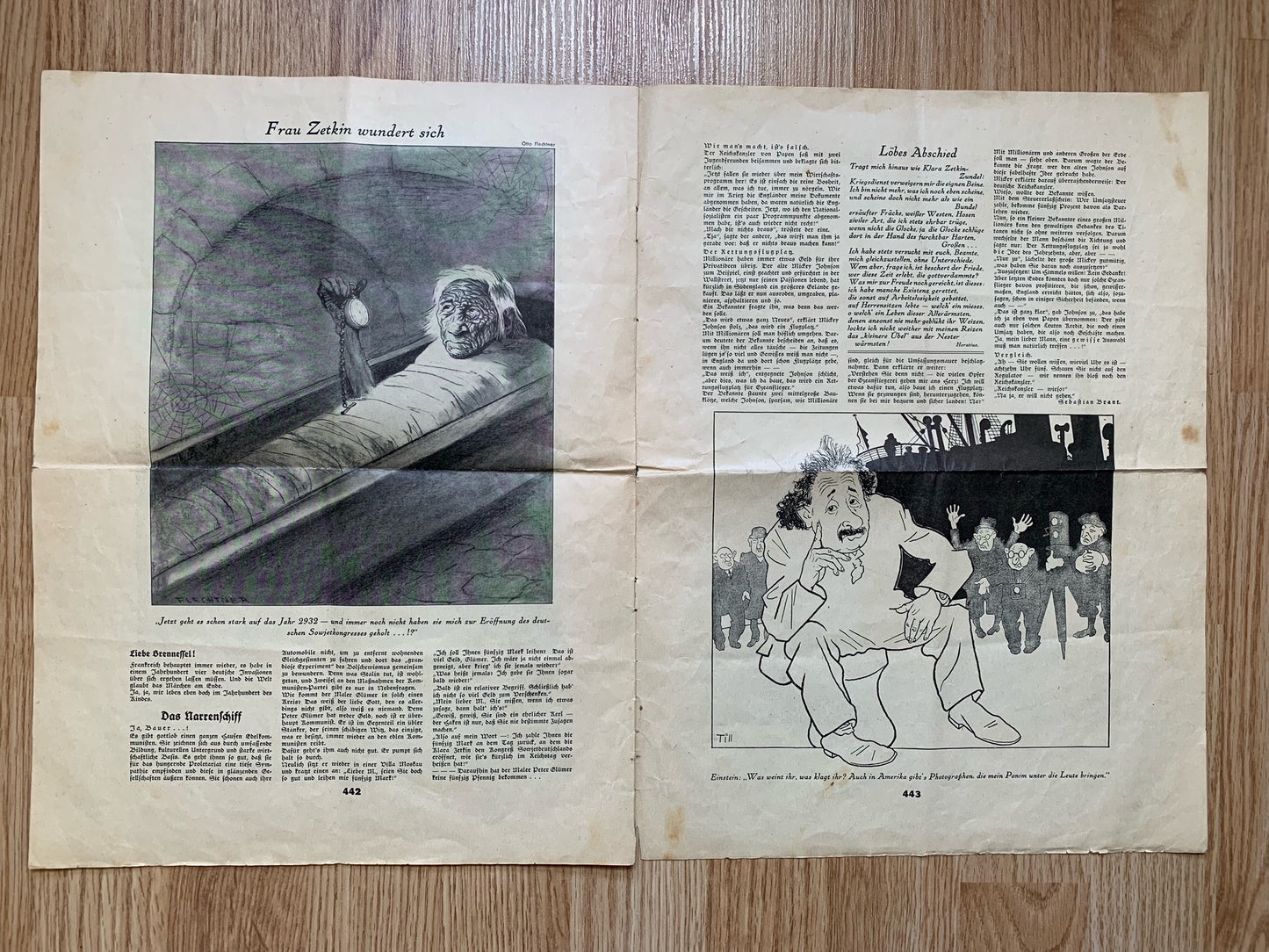Saarkampf Karikaturen booklet and Die Brennessel satirical magazine