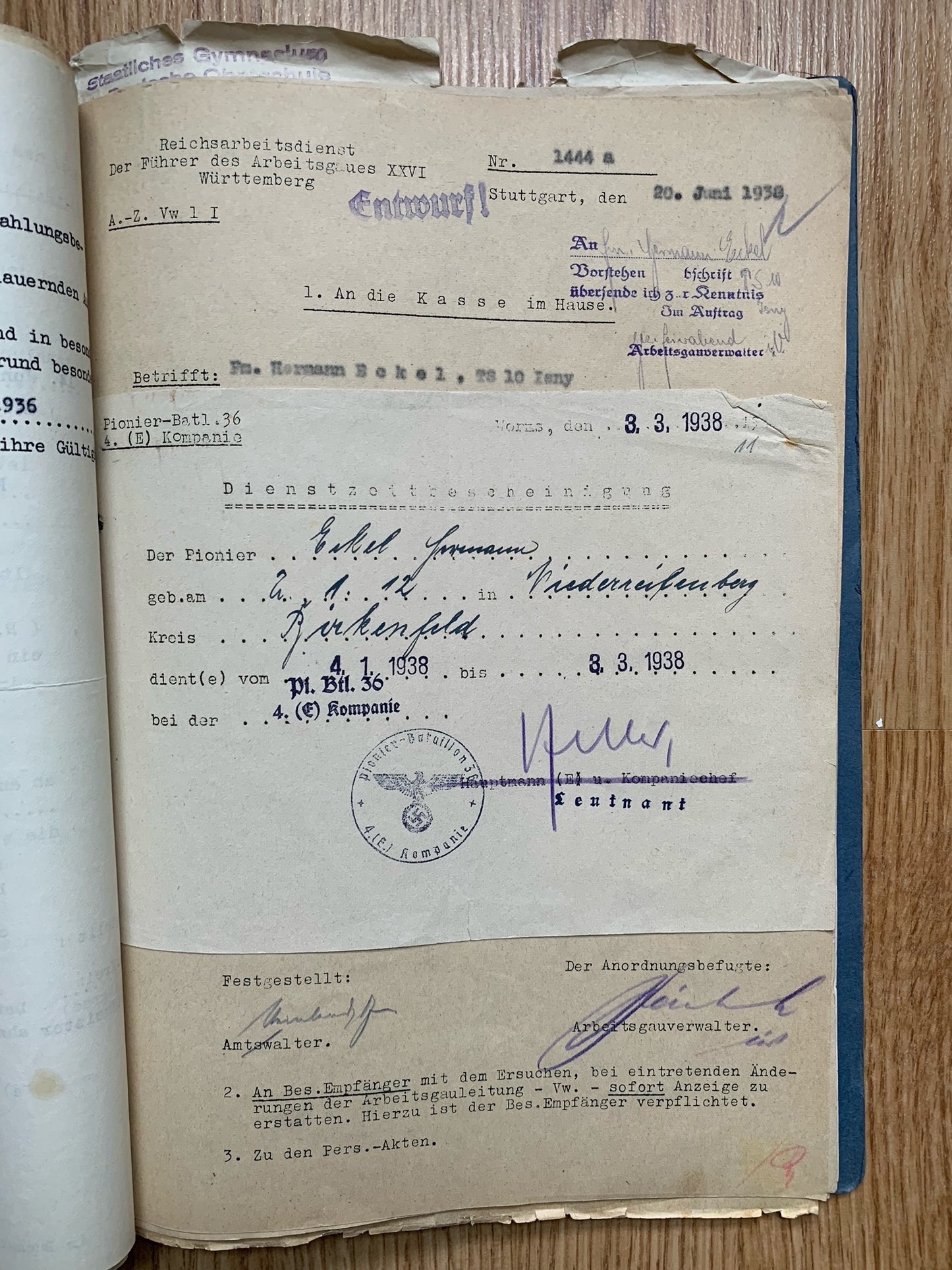 Document grouping - decorated Heer and RAD officer, KIA 1945