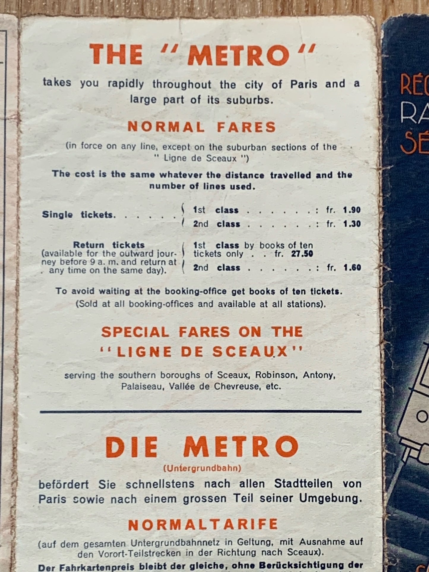 Map of the Paris metro - 1939