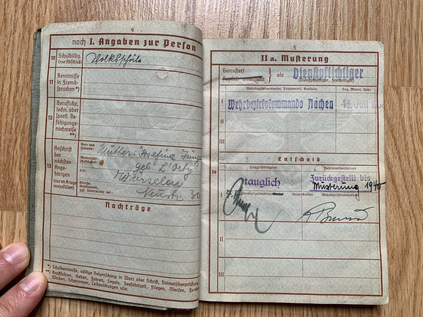 Wehrpass - Infantryman, Leningrad combat, wounded