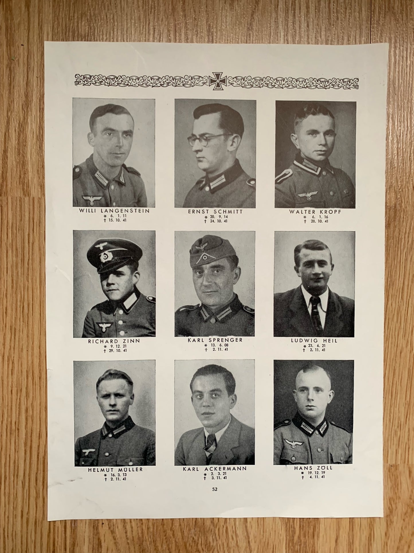 4 sheets of KIA Wehrmacht troops 1941 - Wilhelmshaven residents