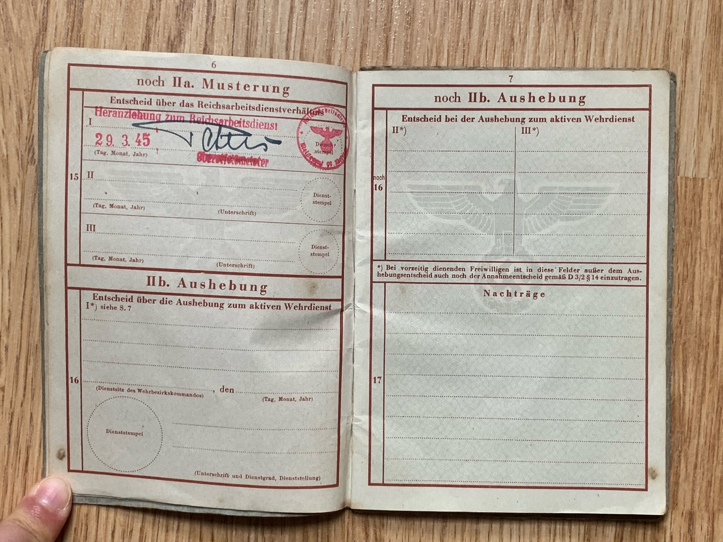 Wehrpass - teen conscript / RAD member, March 1945
