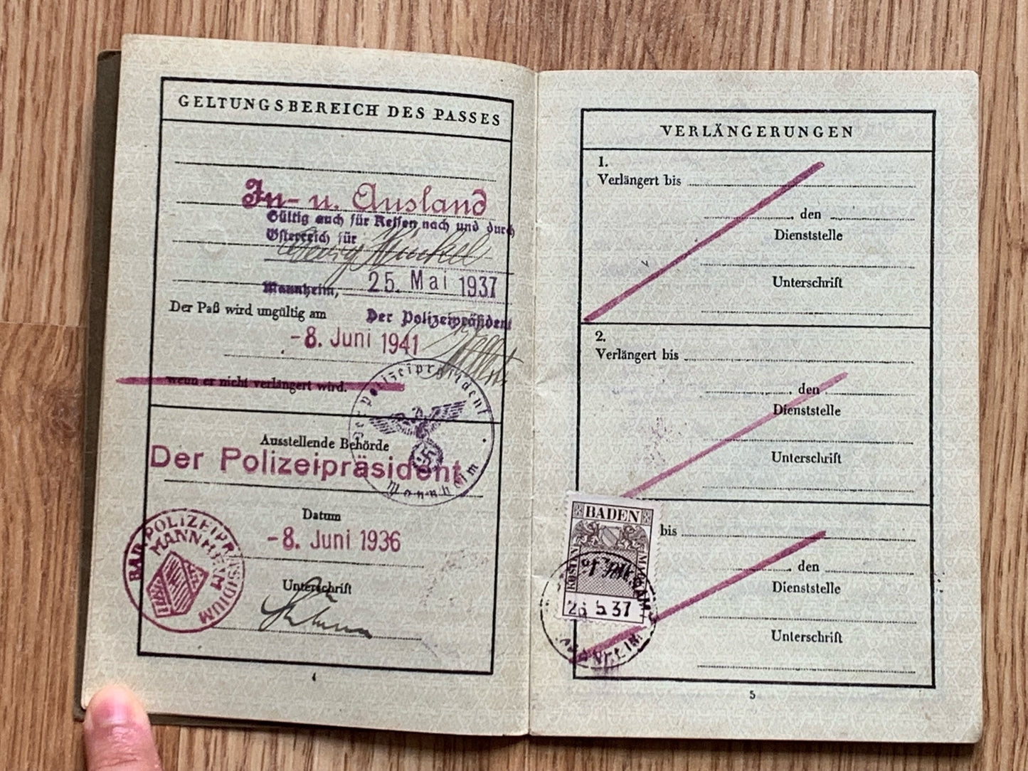 Passport / Reisepass - 1936 Mannheim merchant