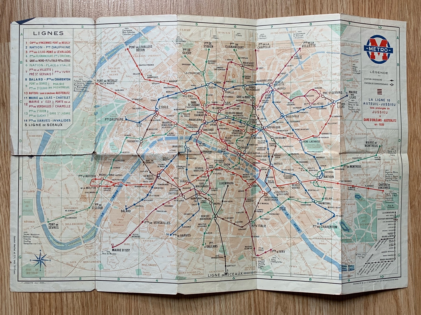 Map of the Paris metro - 1939